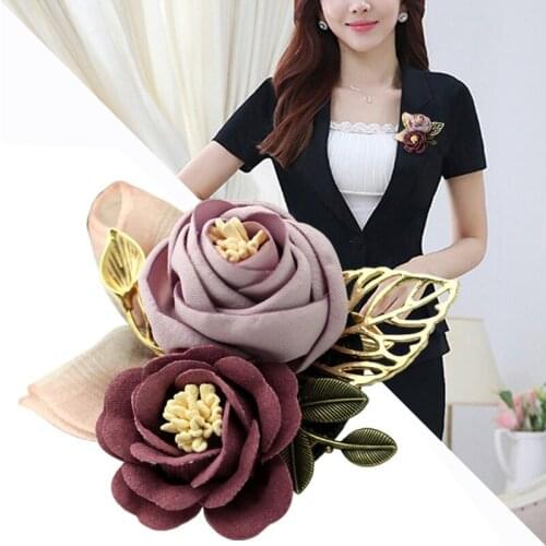New Korean Cloth Art Fabric Flower Brooch Shirt Collar Vintage Pins and Brooches for Women Dress Shirt Collar Accessories