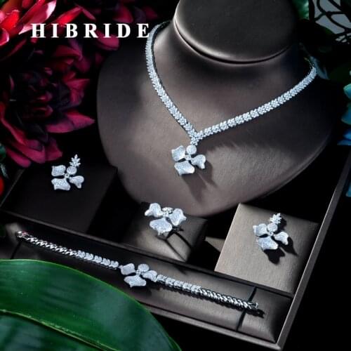 HIBRIDE Luxury AAA Cubic Zirconia Bridal Jewelry Sets for Women 2019 Birthday Gift New 4pcs Jewelry Set Accessories Bijoux N-99