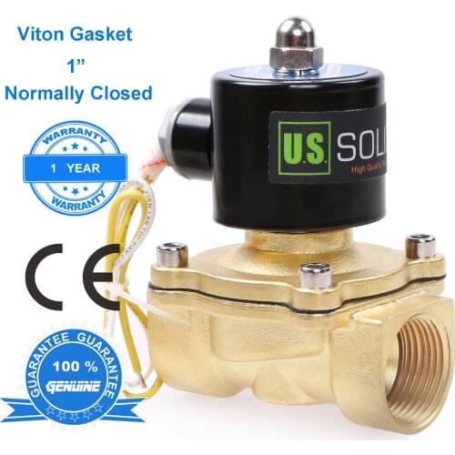 U.S. Solid 1/2", 3/4", 1" Brass Electric Solenoid Valve NPT Thread Normally Closed 24 V 12V DC 24V 110V 220V AC