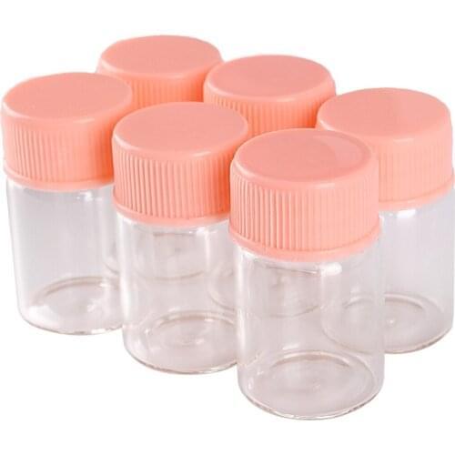 10pcs 6ml 22*35mm Clear Glass Bottles with Pink Plastic Lids Tiny Empty Glass Jars DIY Crafts Vials for Wedding Favors
