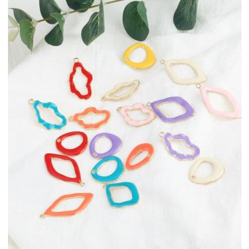 10pcs/lot Simple geometric candy color Enamel Charms for DIY Earring Jewelry Handmade Headwear accessories Finding XL797
