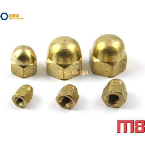 10 Pieces M8 Brass Cap Acorn Hex Nut DIN1587