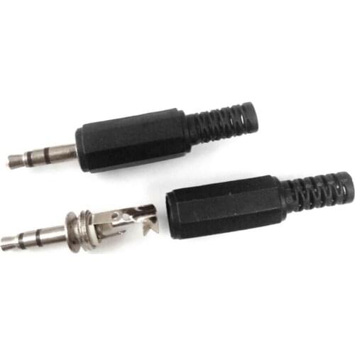 5PCS/Lot 3.5mm HeadPhone Connector Male Two Channel Audio Jack Plug 3.5 Mm With Black Plastic Housing