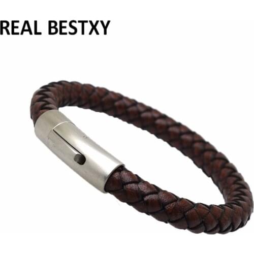 5pcs/lot Trendy Genuine Leather Bracelets Men Stainless Steel Multilayer Braided Rope Bracelets for Male Female Bracelets Jewel