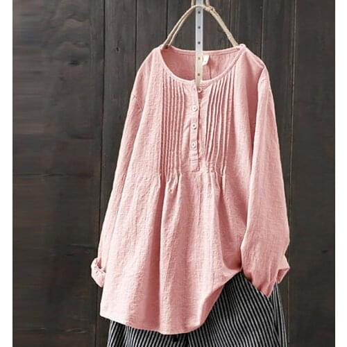 Spring Autumn Long Sleeve Cotton Linen Blouse women Bohemian Loose Solid Plus Size Shirt Tops Roupas Feminina Drop shipping c