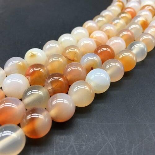 4 6 8 10 12 mm Red white Round Carnelian Natural Agat beads Natural Stone Charm Beads For Jewelry Making DIY Bracelet Necklace