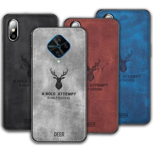Rugged Cloth Phone Case For Vivo Y20 Y30 Y31 Y19 Y17 Y72 X50 Lite V21 X60 V17 Neo S1 Pro V20 SE Cloth Pattern Cover Deer Shell