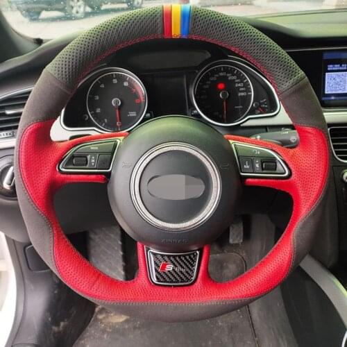 DIY Leather Steering Wheel Cover For Audi S3 8V Sportback S1 8X S4 B8 Avant S5 8T S6 C7 S7 G8 RS Q3 8U SQ5 8R car assessoires