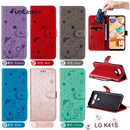 Stand Cases For case LG K51S Green Telephone Case PU Leather Flip Wallet Phone Shell Cover Caso LG estojo K41S Mobile Disque