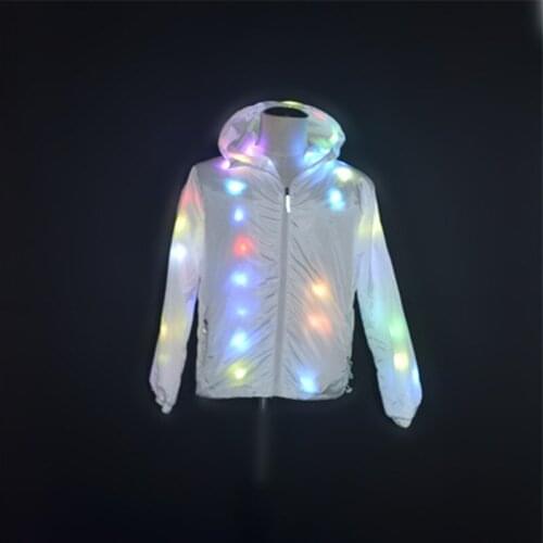 EC91 Ballroom dance led costumes colorful luminous glowing dj jacket coat singer rave music performance show wears dress clothes