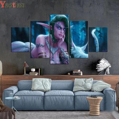 Elf Fantasy Girl 5D Diamond Painting Mosaic 5 Pieces DIY Full Rhinestone Embroidery Cross Stitch Home Decor Arts Craft for Home