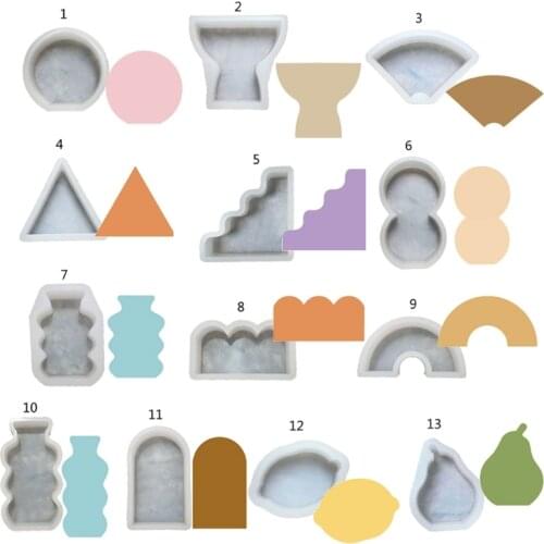 3D Geometric Round Triangle Candle Molds Pear Lemon Epoxy Resin Casting Molds Reainbow Gourd Shape Silicone Mold Crafts
