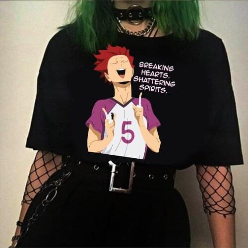 Harajuku T-Shirt Men Anime T Shirt Haikyuu Satori Tendou T Shirt Anime Tops Clothes