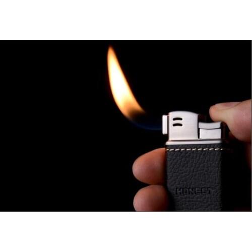 Honest Sabao Gas Lighter Pipe Diagonal Fire Design Creative Leather Metal Ignition Cigarette Tool BCZ084