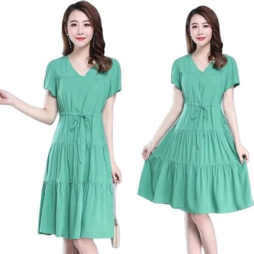 Huapang-Lsl Solid Summer Dresses