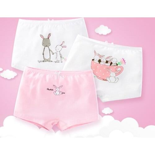 3 pieces/batch of cute cartoon underwear cotton shorts girls underwear set 2-10 years old