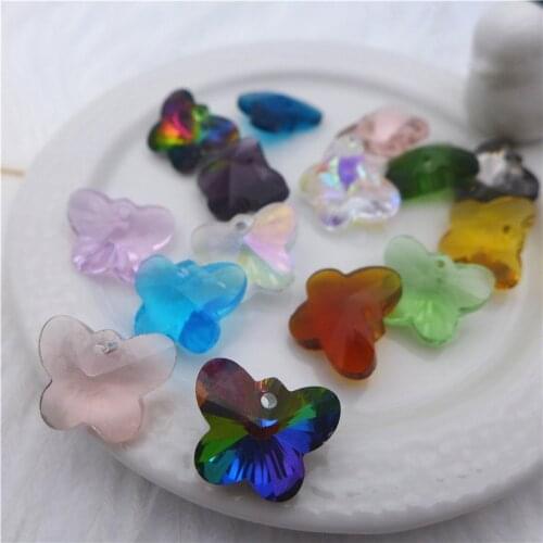 Butterfly shape crystal pendants 10mm/14mm glass bracelet necklace earring DIY drops rainbow ab charms women jewelry accessories