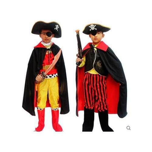 Hot 2017 Children Cosplay Party Stage Performance Clothing Kids Halloween Pirate Costumes Pirate Cloak Masquerade Hero Costume
