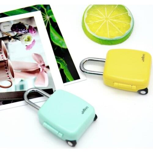 Cute rolling luggage shape Cartoon 3-digit password Lock 4 colors padlock drawer lock High-quality Digital luggage lock present