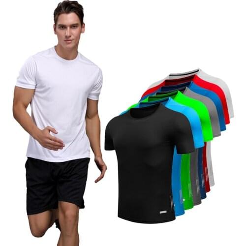 Mens short sleeve T-shirt, slimming sports training clothes, fast dry fitness T-shirt