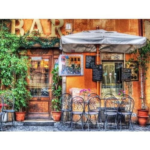 House coffee shop Cross Stitch Embroidery Kits scenery Cotton Thread Painting Diy Needlework Dmc New Year Home Christmas Gift