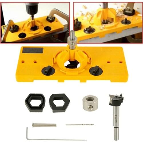 35mm Woodworking Punch Hinge Hole Opener Locator Jig Drilling Guide Drill Bit Hole Tools Door Cabinets DIY Woodworking Tools Set