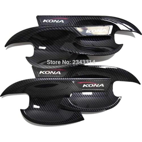 For Hyundai KONA 2018 2019 ABS Black Car Door Handle Bowl Side Door Bowl Cover Trim Protectors Exterior Car Styling Accessories