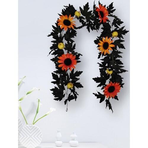 2021 Newest Artificial Black Maple Leaf Garland Fake Greenery Home Decoration For Halloween Holidays
