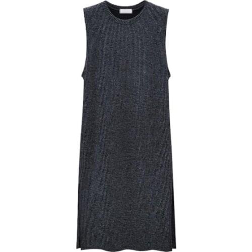 Autumn Winter Knitted Vest Dress Women Sleeveless Warm Knitwear Plus Size Loose Sweater Dress Large Size Pullover Knitting Dress