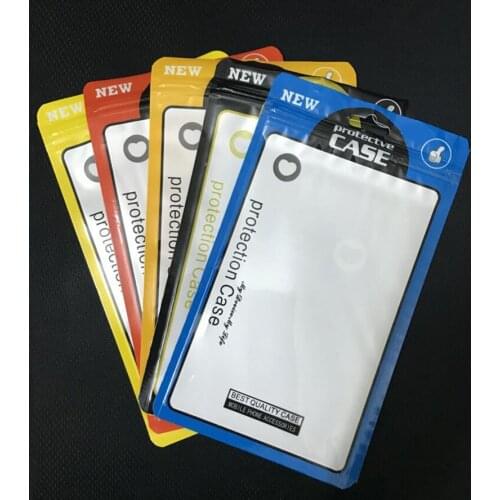 200Pcs 12*21cm 5 Color Plastic Zip Lock Cell Phone Case Event Bags With Hang Hole For Iphone X 8 7 6 Plus For Huawei P20 P10