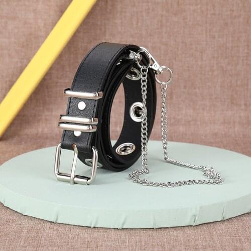 European and American new belt mens and womens eyes chain belt fashion jeans belt punk