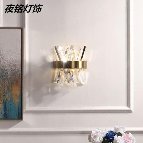 Modern Bedroom Bedside Light Lamp Decor Crystal Wall Lamp Simple Living Room Home LED Wall Sconce Gold Light Luminaria ZM1012