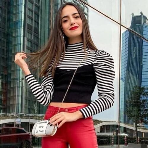 Female long sleeve turtleneck pollover sweater women clothes causal striped soft sweater autumn winter Knitted sweater outfit