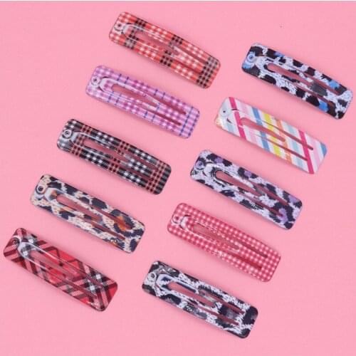 2Pcs/Set Metal Leopard Plaid Printing Rectangle Snap Hair Clips Alloy Hairpins Barrettes Headbands Women Girls Hair Accessories