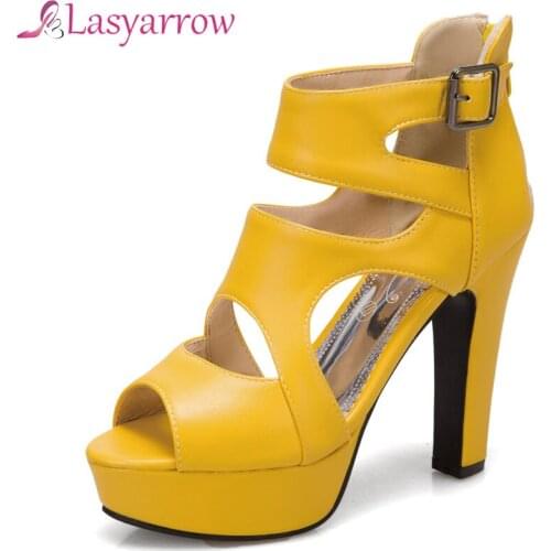 Lasyarrow Plus Size 34-51 Ladies Platform Sandals Fashion Concise Spike High Heels Summer Sandals Women 2021 Party Shoes Woman