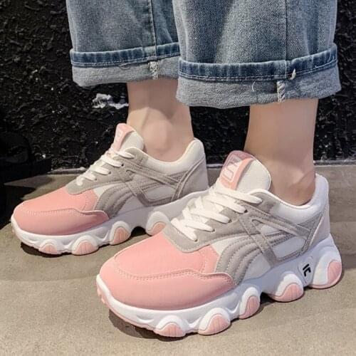New Breathable Outdoor Walking Shoes Womens Sports Shoes Woman Mesh Casual Shoes Pink Lace-Up Ladies Shoes 2021 Female Sneakers
