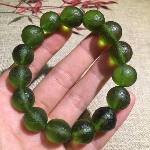 10mm Moldavite Czech Meteorite Bracelet Impact Glass Rough Stone Hand catenary Crystal Energy Stone