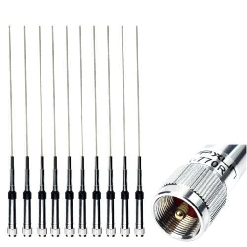 10pcs SL16/UHF-J/M Antenna Stainless Steel 150W VHF/UHF For Radio Mobile/Station