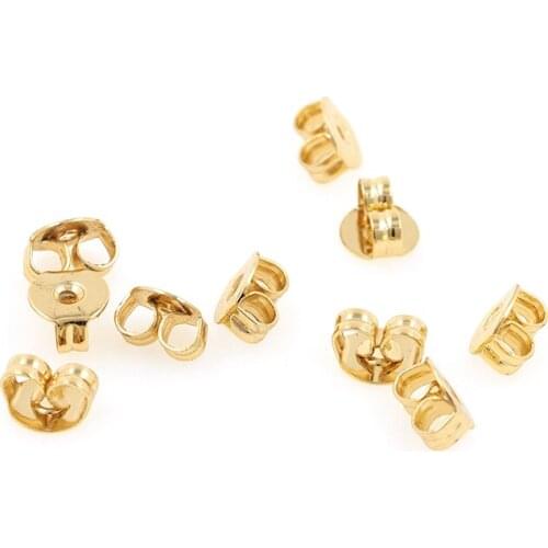 10PCS Gold Ear Plug Connectors Brass Jewelry Findings Charms Earrings Studs Back Accessories Supplies