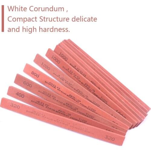 12Pcs 6 Types White Corundum Oilstone 2x 320/400/600/800/1000/1200# Grit Fixed Angle Whetstone Knife Sharpener Stone 150x12x3mm