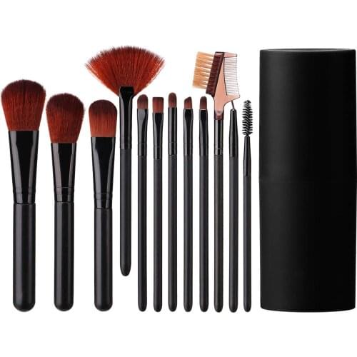 12 Pcs Makeup Brush Set, Premium Cosmetic Foundation Blending Blush Concealer Eye Shadow Makeup Brushes, Blush Brush Tools Black