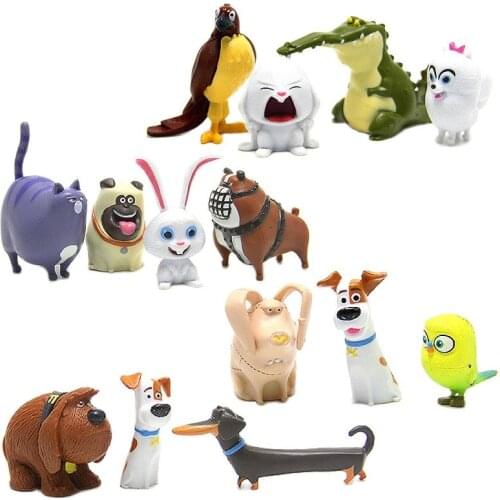 14pcs/set cartoon Animals Dog Rabbit PVC action figures Mini animal cat bird Model figure toys set gifts for Children