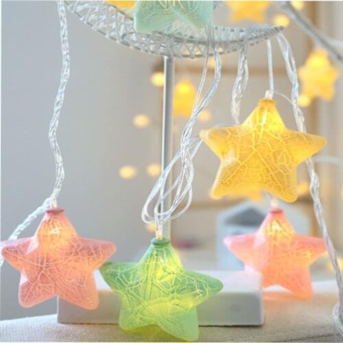 20 LED Crackle Star Light Christmas Flower Ring Day Wedding Party Bedroom Home New Year Decoration