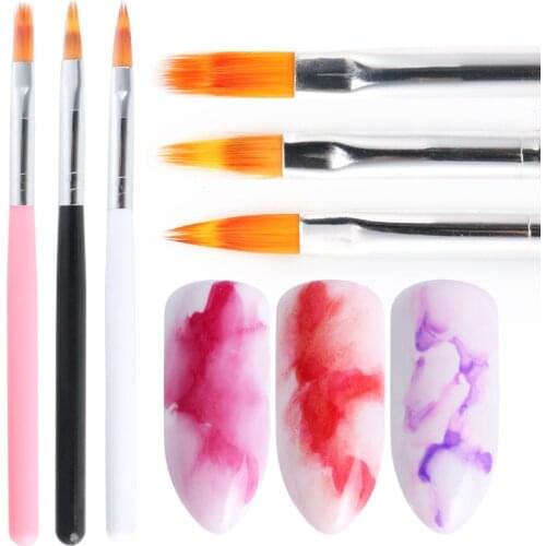 3 Pcs Nail Brush For Manicure Gradient UV Gel Pen Professional Acrylic Nail Art Painting Drawing Brushes Equipment Tools LA285