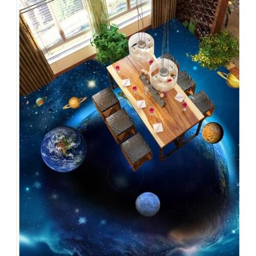 3d flooring Gorgeous Sky Planet Bathroom Bedroom 3D Floor pvc floor wallpaper 3d floor painting wallpaper