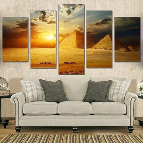 5 Piece Wall Art Canvas Landscape Poster Egyptian Pyramids Pictures Modern Home Decor Prints Living Room Decoration Paintings