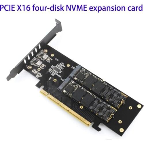1PCS PCIe To M2 Adapter PCIe X16 4 Port M2 NVME M Key SSD Converter M.2 PCI Express X16 Adapter VROC RAID Expansion Card