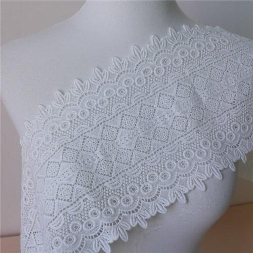 Free Shipping 4 Yards Voile African French Lace Fabric In White Guipure Cotton Wedding Laces Flower Venice/Venise Lace 16cm Wide