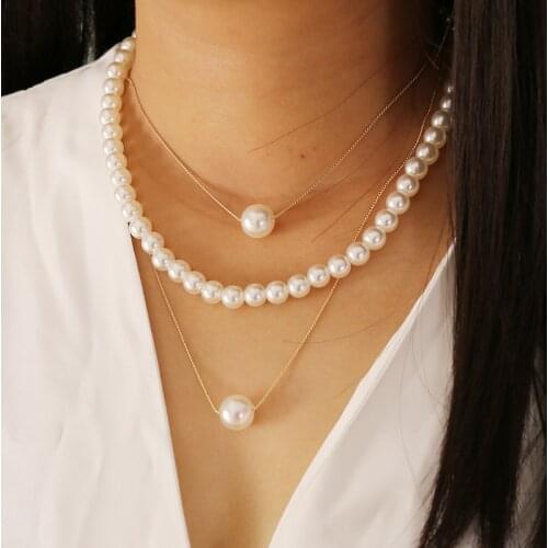 Bohemian Multi-layer Simulated Pearl Necklace For Women Gold Color 2020 Vintage Heart Pendants Necklaces Chokers Jewelry Gift