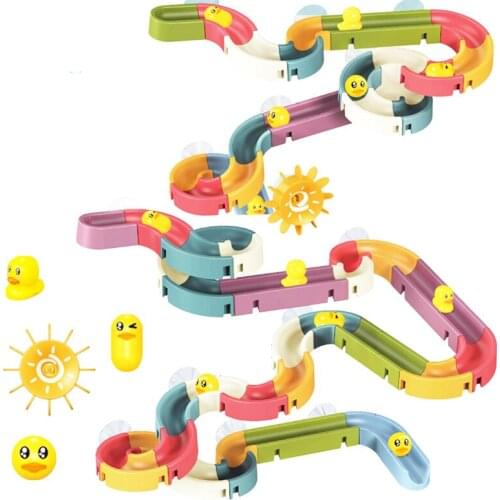 DIY Baby Bath Toys Wall Suction Cup Track Splicing Blocks Track Bathroom Bathtub Kids Play Water Games Toy Set for Children Kids